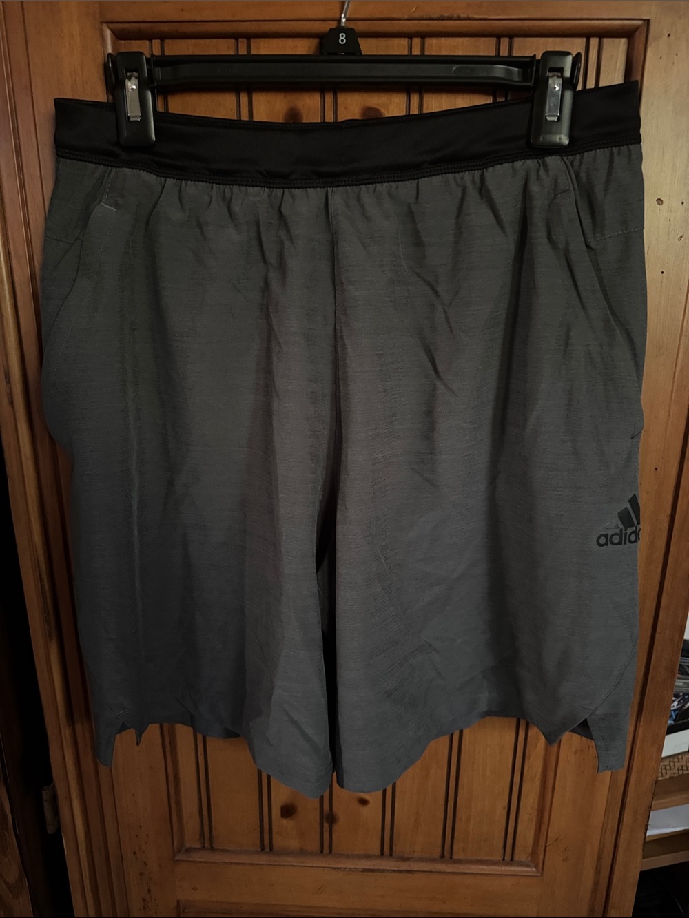 adidas Men’s Dark Gray Athletic Shorts with Black Waistband